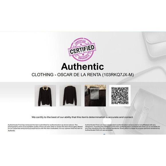 Oscar de la Renta Shearling Collar Wool Zip Cardigan - Size L - Picture 3 of 7